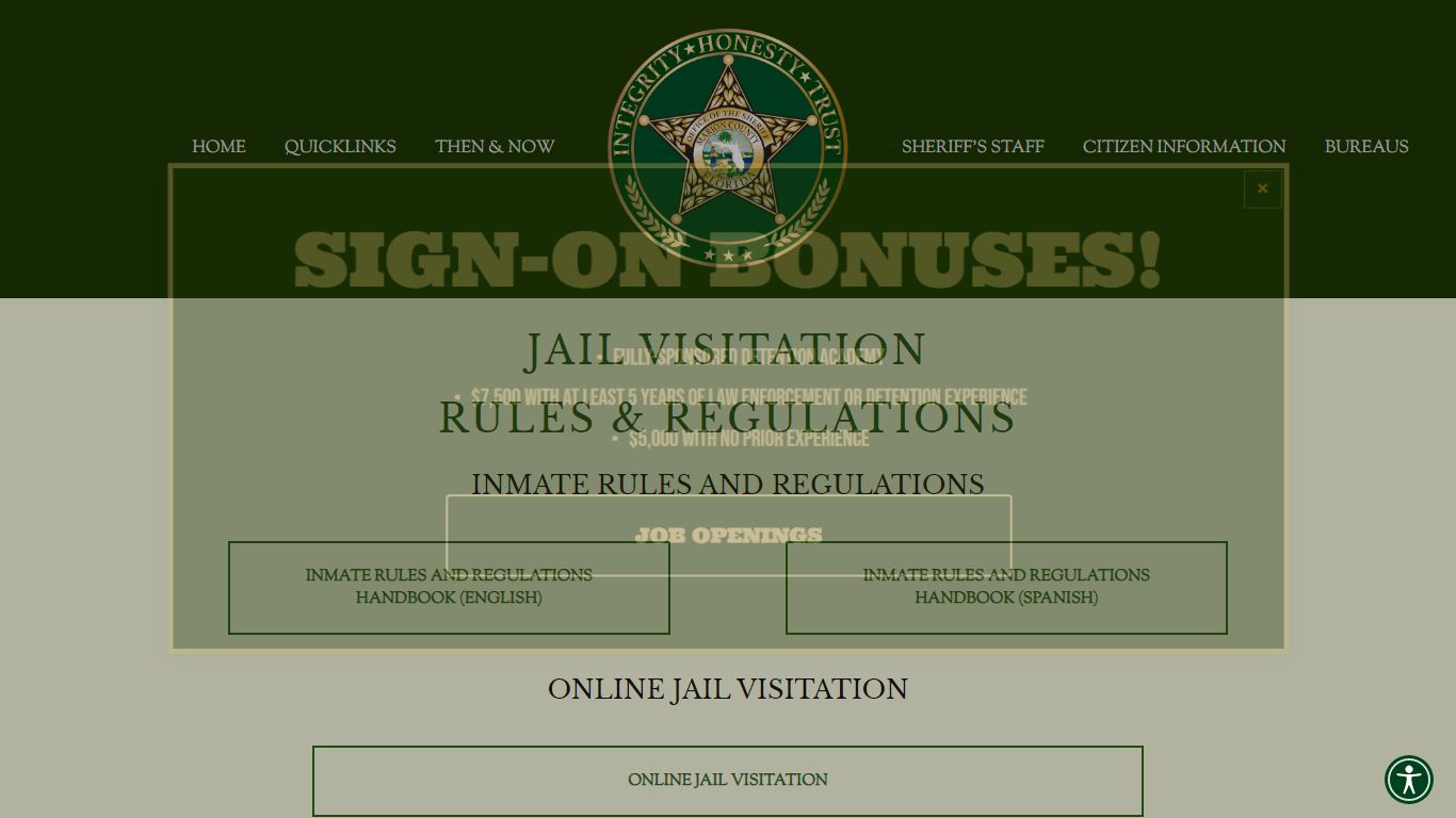 JAIL RULES AND VISITATION — Marion County Sheriff's Office